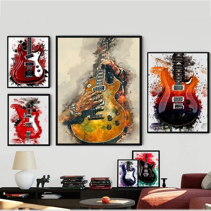 Audio Music Live - Abstract Graffiti Electric Guitar Canvas Art