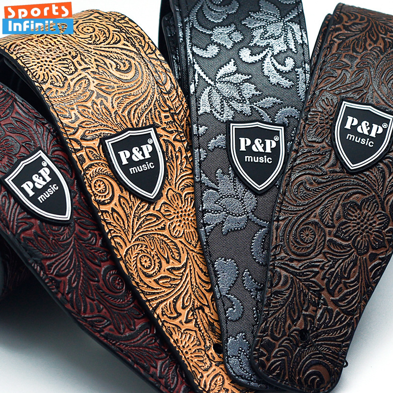 Guitar Strap Padded - Widen PU Leather Acoustic Guitar Strap