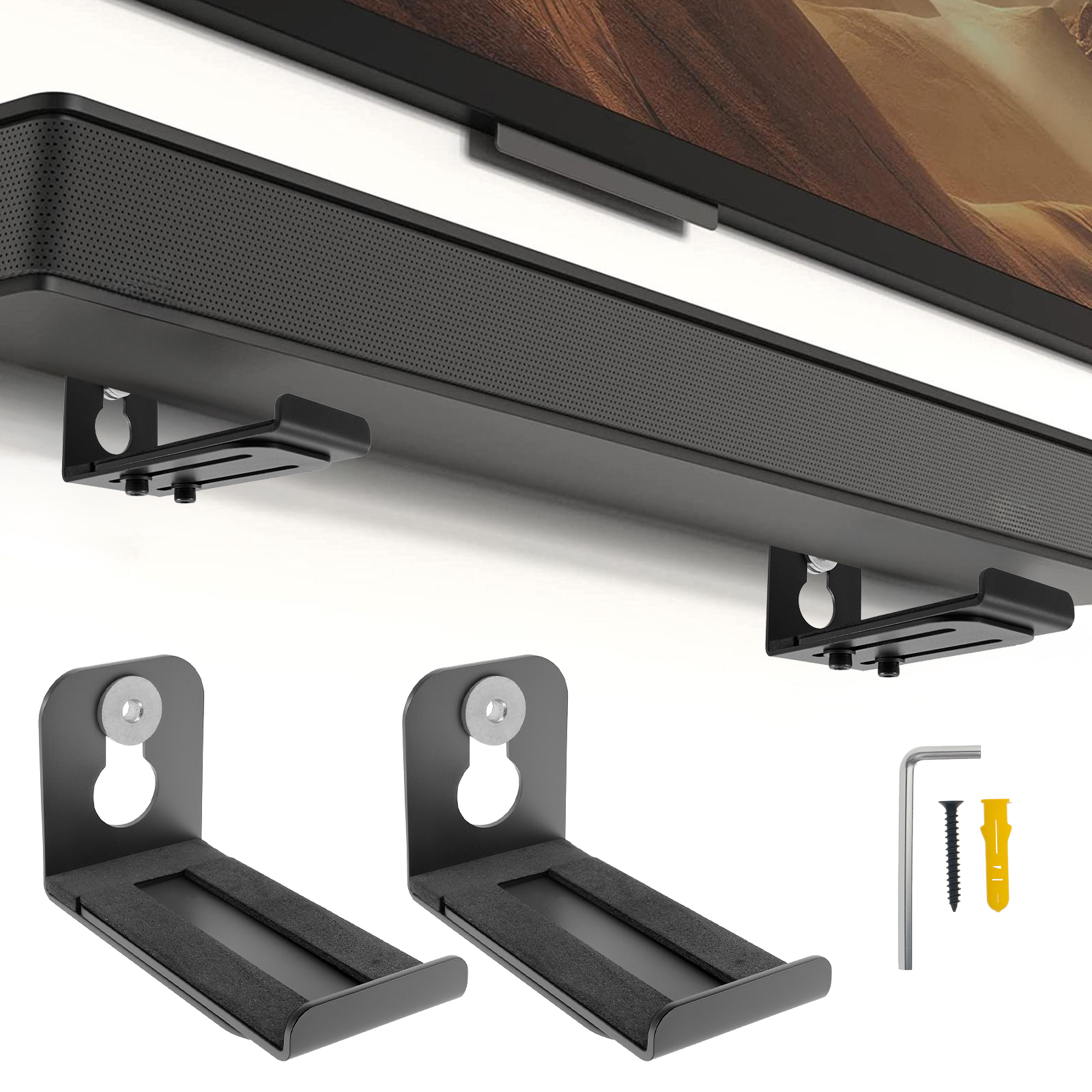 Audio Music Live - 2Pcs Soundbar Speaker Stands Wall Mount