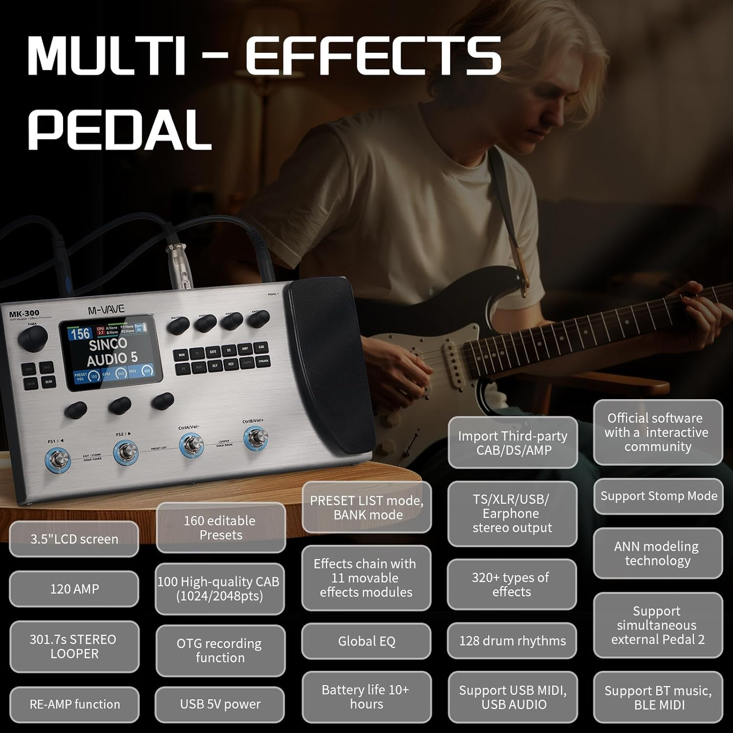 M-VAVE MK-300 Multi-Function G - Looper Pedal Guitar recensie en prijs
