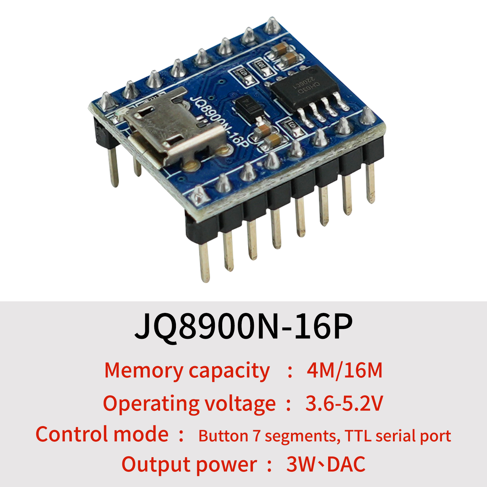 Voice Playback Module, JQ8900N - Download Audio Music Player recensie en prijs
